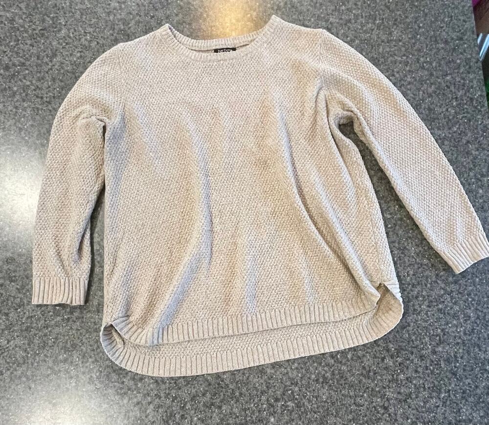 Tunic Sweater Size 2XL PLUS Beige Pink Clover Knit Oatmeal High-Low Hem Pullover